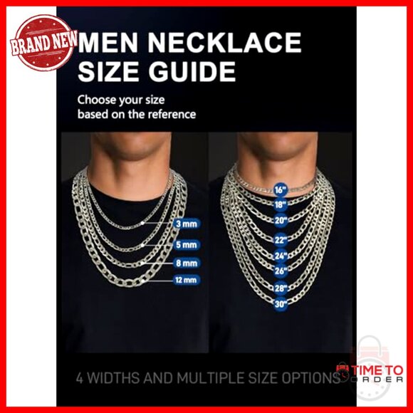 Stainless Steel Figaro Chain Necklace Unisex 18-30 Inch 3-12mm Width - Picture 6 of 7